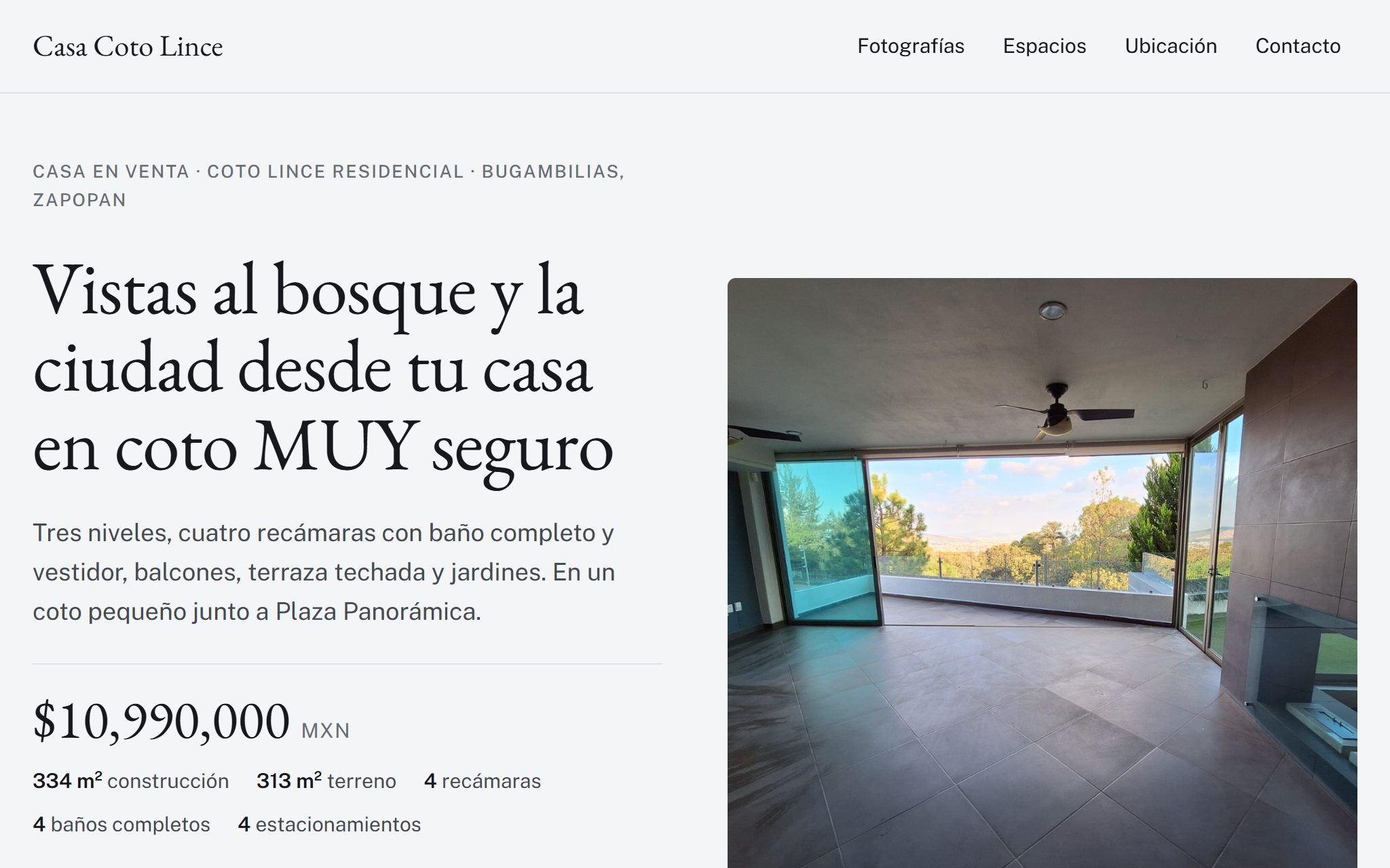 Página de Casa Coto Lince vista en computadora